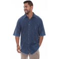 thumbnail image 1 of Scully 5203 DND XL Tone-On-Tone Embroidered Mens Short-Sleeved Shirt, Denim Distressed - Extra Large, 1 of 1