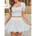 thumbnail image 3 of Avidlove Flowy Mini Skirt for Women White Ruffle Skater Skirts Casual High Waist Flared Short Lingerie Skirt, 3 of 7