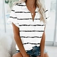 thumbnail image 3 of Birdeem Womens V-Neck Short Sleeves Floral Printed Pattern Casual Tops Blouse Print Shirt, 3 of 5