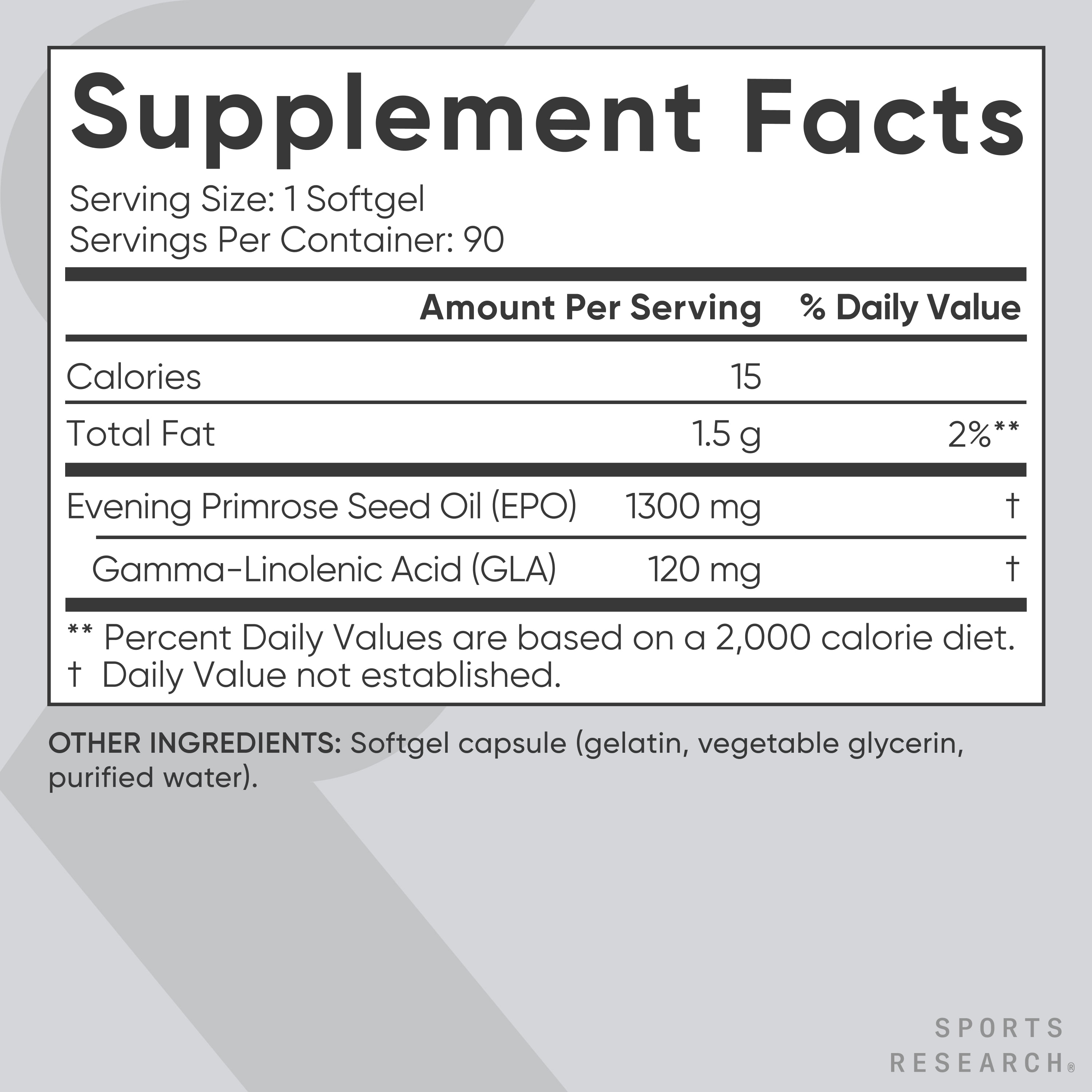 (3 pack) Sports Research Evening Primrose Oil Supplement, 1300mg Primrose Oil, 90 Softgels