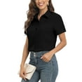 thumbnail image 2 of WBQ Women's Button Down Short Sleeve Work Office Shirt Lapel Short Sleeve Dressy Shirt Plus Size Casual Business Blouse Formal Casual Shirt Blouse School Uniform, S-5XL, 2 of 8