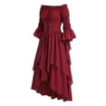 thumbnail image 4 of Guieoi Dresses for Women 2026 Fall Gothic Ballgown with Puff Sleeves and Waist Cinching Plus Size Red XXXL, 4 of 6