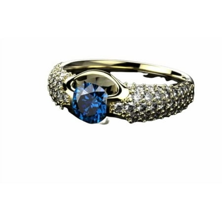 HeartsAndYou 2ct Natural Blue Sapphire Engagement Ring 14k SOLID Yellow Gold Unique Design