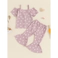 thumbnail image 4 of Bagilaanoe 2pcs Toddler Baby Girl Pants Set Heart Print Short Sleeve T-shirt Tops + Flare Trousers 12M 18M 24M 3T 4T 5T Kids Casual Clothes, 4 of 7