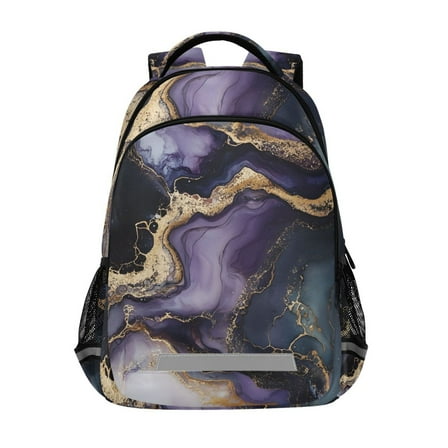 ALAZA Purple Black Marble Backpack Elementary School Bag Bookbag Travel Rucksack