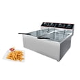 thumbnail image 1 of Friteuse Commerciale de 23 QT, Friteuse Électrique de Comptoir en Acier Inoxydable avec Panier, Commande Individuelle, 1500 W + 1500 W, 1 of 6