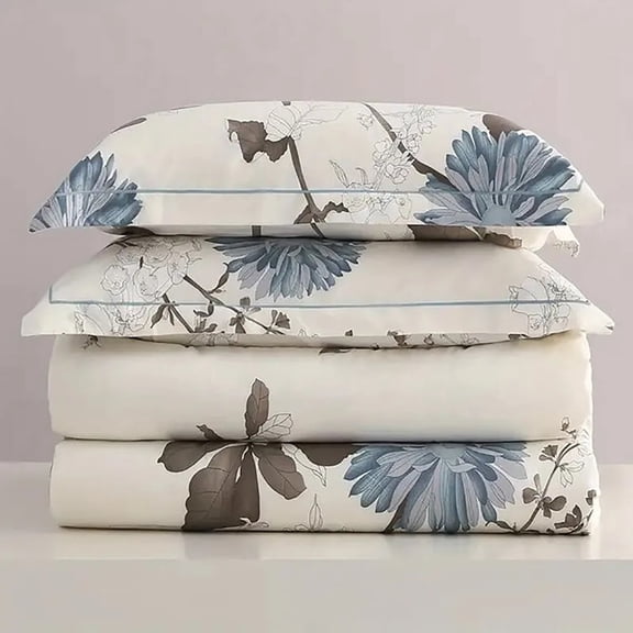 Big Flower Duvet Cover Twin Size, Soft Breathable Floral Bedding Cover with Corner Ties for Bedroom Dorm Guest Room Home Decor