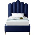 thumbnail image 4 of Meridian Furniture Lily Solid Wood and Tufted Velvet Twin Bed in Navy, 4 of 6