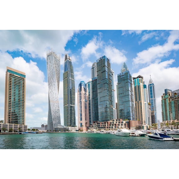 35x24in Cayan Tower Dubai Skyline Skyscrapers Buildings Cityscape 【Photo Paper】