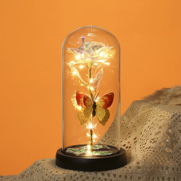 Teissuly 8.66x4.33inch Valentine's Day Rose Gift for Women , Colorful Rose Luminous Flower Glass Cover, Gift for Women, Mom, Valentine's Day, Anniversary, Birthday Teissuly WER202312024213