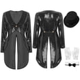 thumbnail image 2 of Aislor Women Magician Cosplay Tailcoat Jacket Halloween Performance Fancy Dress up Outfits Black 3XL, 2 of 7
