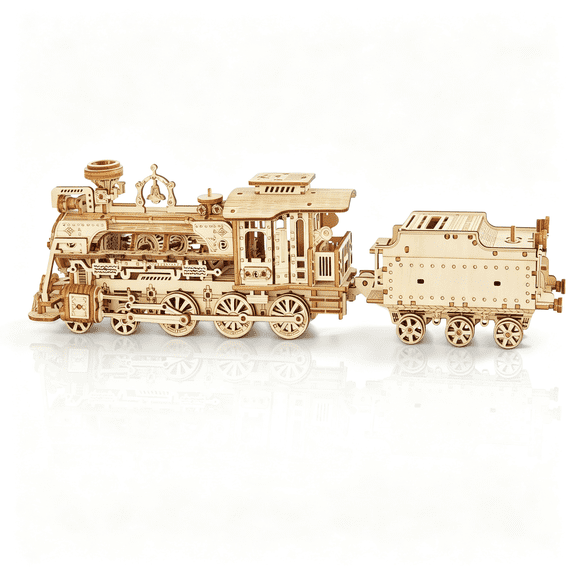 BESTSKY 3D Wooden Puzzles for Adults, Diy Steam Train Model Building Kit | 268Pcs Creative Craft & Model Kits for Adults, Diy Assembly Puzzle Desk Decor, Holiday Gift for Xmas, Teens Men 14