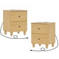 thumbnail image 7 of WAMPAT Modern Nightstands Set of 2, Wooden Bedside Tables with 2 Large Drawers and Charging Station, Small End Tables for Bedroom, Oak Wood, 7 of 7