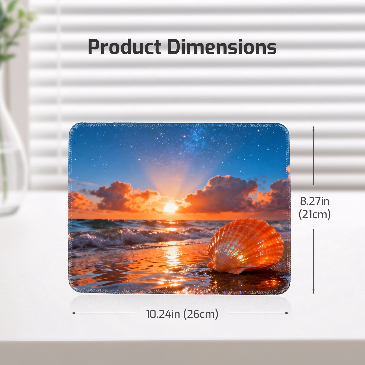 LIVEKEY Beach Sunset Glow Mouse Pad Non Slip Stitched Edge for Smooth Gaming and Office Use 26x21cm Ocean View Desk Mat