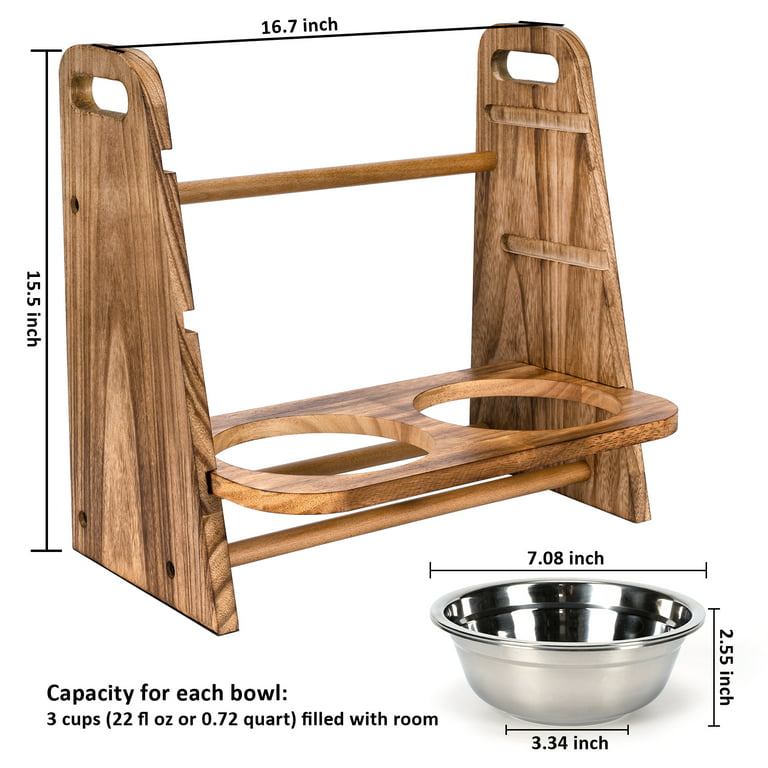 Ozarks Fehr Trade Originals Elevated Single Dog & Cat Bowl, Forest Trail, 12-Cup, 17-in Tall