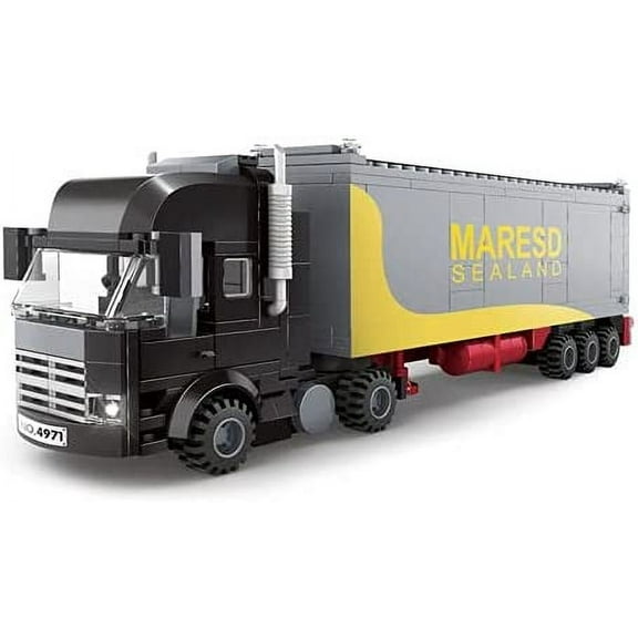 General Jim’s Toys & Bricks Black Cargo Semi Truck Building Blocks Set, Hobby Display Model