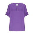 thumbnail image 5 of Xdegoge Summer Savings Womens Summer Tops 3/4 Length Sleeve Blouses Ruffle V Neck Button Down Shirts Dressy Casual Flowy Tunic Tops Soft Comfy Loose T Shirts Same Day Delivery Orders Placed, 5 of 5