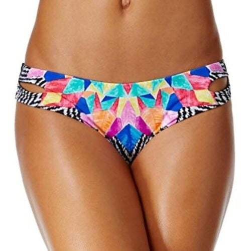 Bar III MULTI Feather Daze Reversible Cheeky Hipster Bikini Bottom, US Small