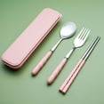 thumbnail image 1 of 3Pcs/set Portable With Storage Box Reusable Stainless Steel Cutlery Set Tableware Spoon Fork Chopstick Kits Dinnerware PINK, 1 of 8