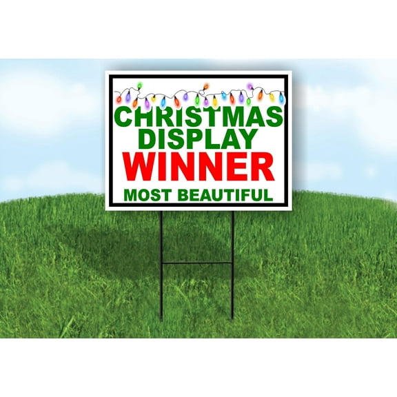 Work House Signs Single Sided Sign Christmas Display Winner Most Beautiful Lights Yard Sign Road Sign with Stand