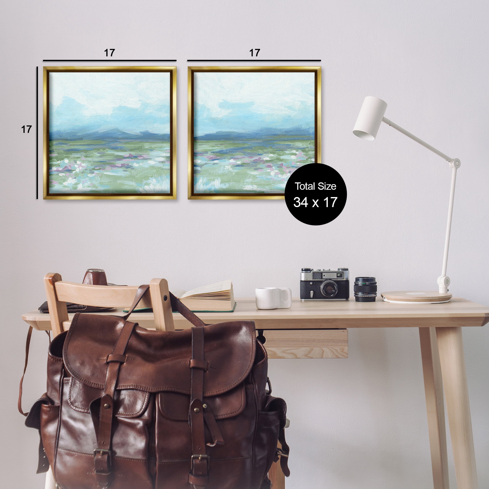 Stupell Industries Stormy Mountain Landscape Landscape Painting Gold Floater Framed Canvas Art Print Wall Art, 18 x 18, Set of 2
