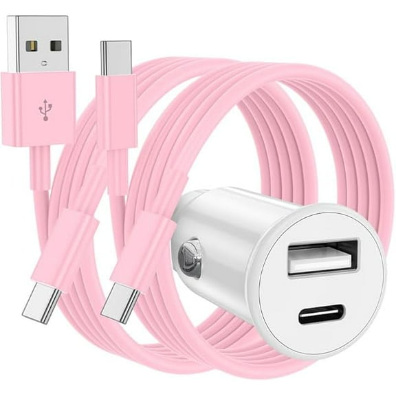USB C Car Charger for iPhone 16 15 Pro Max, 40W Dual Port USB-C & USB-A Car Fast Charging Adapter, 2X6FT USB C to C Cable & USB A to C Carplay Cable for iPhone 16 15 Pro Max Plus, iPad, Samsung-Pink