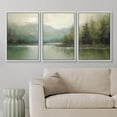 thumbnail image 2 of PixonSign Framed Canvas Print Wall Art Set Emerald Green Pastel Pine Tree Forest Nature Wilderness Illustrations Modern Art Decorative Rustic Relax/Calm Colorful for Bedroom - 16"x24"x3 White, 2 of 5