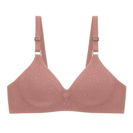 Ndbuld Bras for Women Plus Size Womens Gathering Bra Seamless Thin Underwear Daily Bra Deals Up to 50% off Hot Pink 42