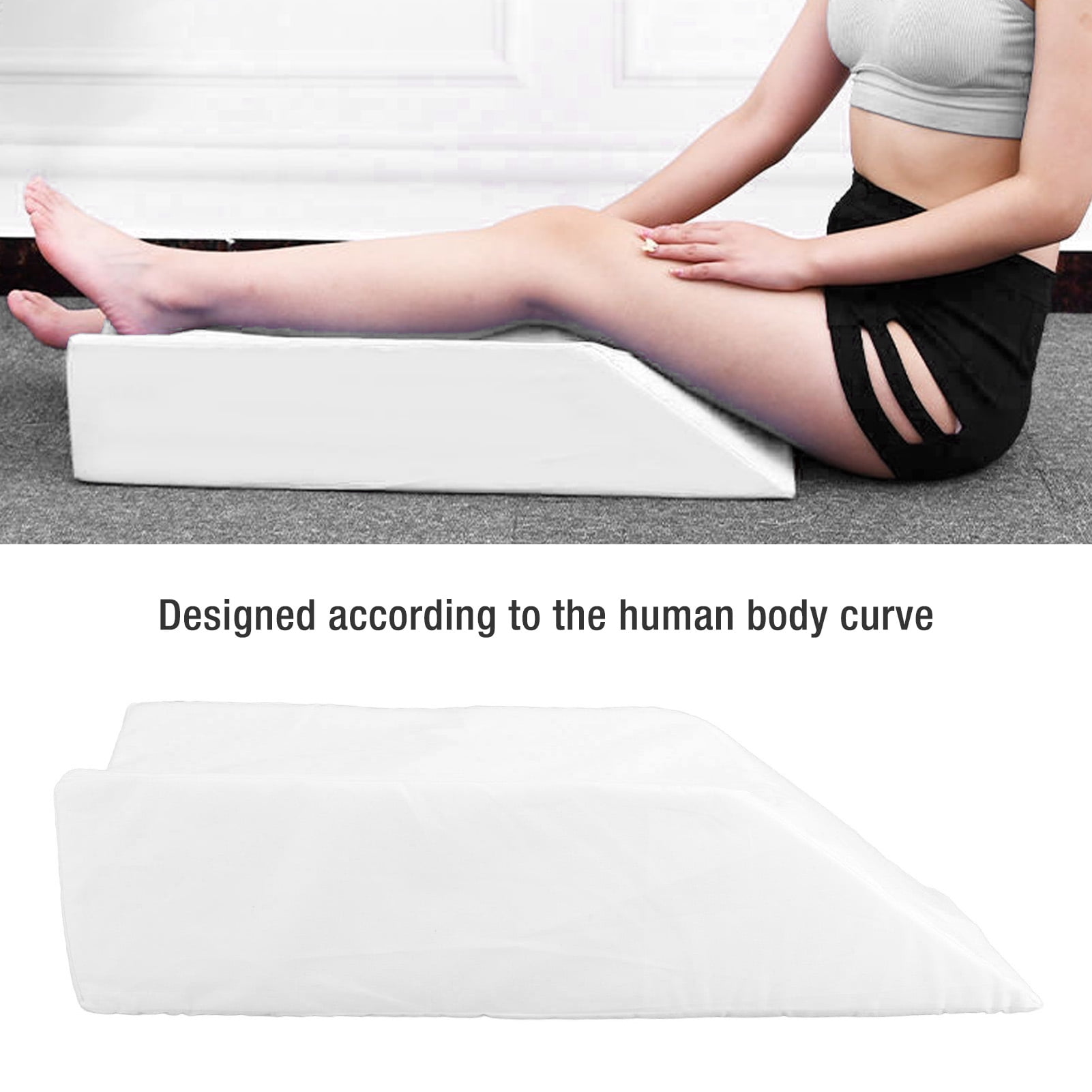 YAHHU U Shape Leg Elevating Wedge Pillow High Density Sponge Sleeping Elevated Cushion for Knee Ankle Support Recovery (23.62 inches / 60 cm)