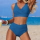 thumbnail image 5 of Tankini Moda Mujer Sin Mangas Sólido Bikini Traje de Baño Push-Up Acolchado Traje de Baño Blusa Pantalones Cuello en V Nudo Delantero Conjuntos de Dos Piezas Traje de Baño de Dos Piezas para Mujer Tra, 5 of 6