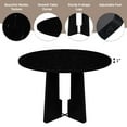 thumbnail image 4 of EUROCO 5-Piece Round Dining Table Set for 4, 43.3'' Kitchen Room Table with 4 Upholstered Chairs and Solid Wood Frame,Kitchen Table Set for Home Living Dining Room, Grey & Black, 4 of 8