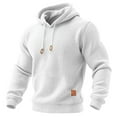 thumbnail image 2 of Waffle Knit Hoodies for Men Pullover Comfy Athletic Hooded Sweatshirt Outdoor Travel Hoodie Sweatshirts White L, 2 of 4