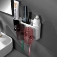thumbnail image 3 of Portacepillos de dientes, portavasos multifuncional para cepillos de dientes montado en la pared, con dos vasos de mano, adecuado para diferentes tipos de familias JM, 3 of 5