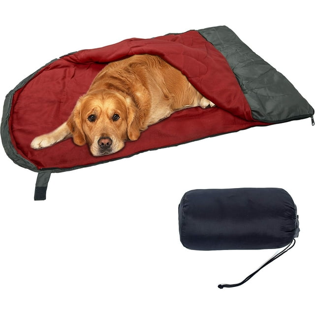 Sac de Couchage pour Chien Lit pour Animaux Doux et Chaud Tapis Coussins pour Chien Chat avec Sac de Rangement Portable pour Intérieur Extérieur Voyage Camping Randonnée Sac à Dos