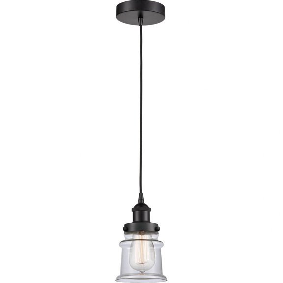 616-1PH-BK-G182S Innovations Lighting Canton - 1 Light Mini Pendant In Industrial Style-10 Inches Tall and 6 Inches Wide-Matte Black Finish-Clear