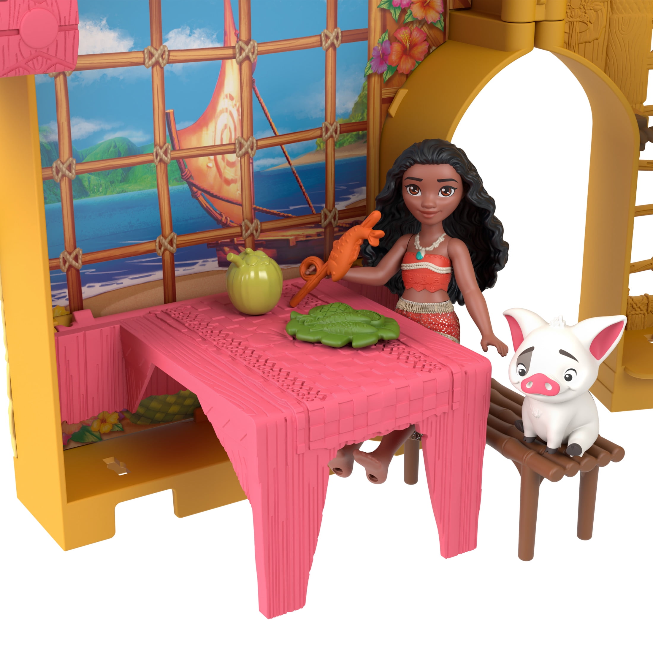 Disney Princess Moana Storytime Stackers Doll House with Small Doll, Animal Friend & 9 Accessories