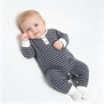 thumbnail image 5 of Fesfesfes Baby Toddler Kids Striped Long Sleeve Romper Jumpsuit with Button Placket, Soft Polyester Crewneck Onesie Outfit for Daily Fall Winter Play Wear 0-18 Months Old., 5 of 5