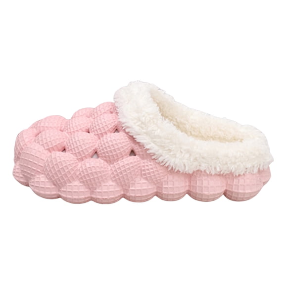 WUANDIXFA Womens Slippers Bubble Slides with Fur,funny slippers for men Non-slip Massage Soft Slippers Shoes Indoor Outdoor (Pink, 11)