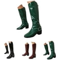 thumbnail image 1 of Dakaela Women's Knee High Boots Square Toe Buckle Motorcycle Riding Boots Comfortable Pull on Fall Winter Party Dress Shoes, 1 of 8