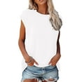 thumbnail image 2 of Summer Tops for Women Tank Top Cape Sleeve Crew Neck Top Tees Shirt Blouse Casual Loose Fitted Solid Tunic Tanks, 2 of 5