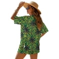 thumbnail image 4 of Xoenoiee Tropical Palm Tree Jamaica Flag Print 2 Piece Outfits Set Short Sleeve Cardigans for Women Lightweight Summer Cardigan Casual Fit Beach Cover Up with High Waisted Shorts, Size L, 4 of 7