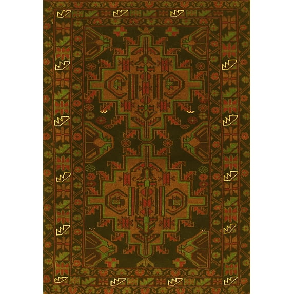 Ahgly Company Indoor Rectangle Persian Yellow Traditional Area Rugs, 2' x 3'