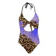 thumbnail image 4 of Nrmvnmi Women Two Piece High Neck Bikini Set Leopard Print Cutout Swimsuit Criss Cross Bandage Bathing Suit with Bottom Mothers Day Gifts, 4 of 6