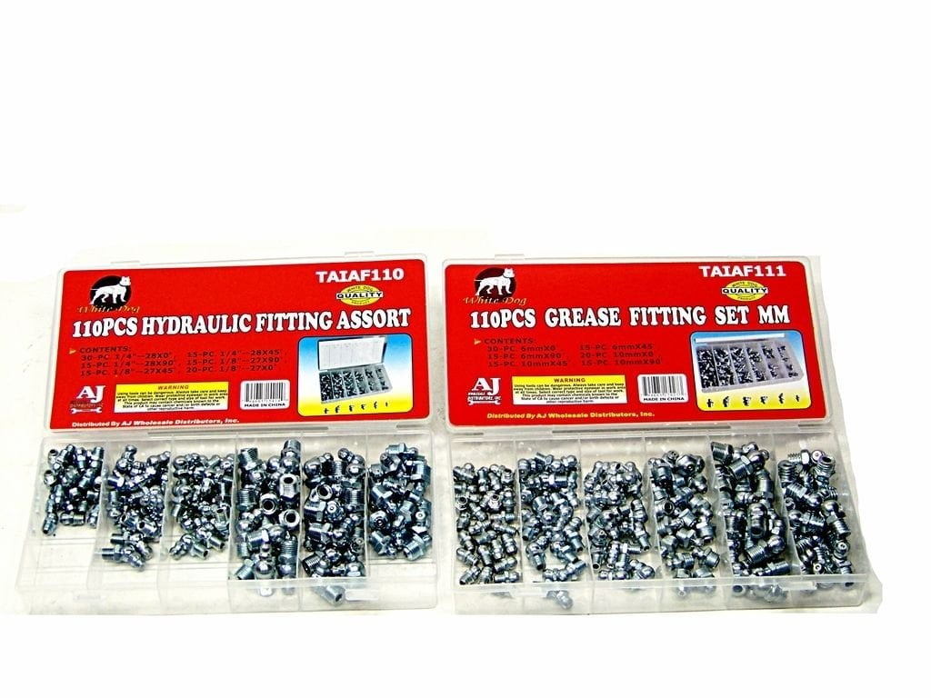 220pc Sae And Metric Hydraulic Grease Zerks Zirks Lube Fitting Assortment, 220pc SAE And METRIC