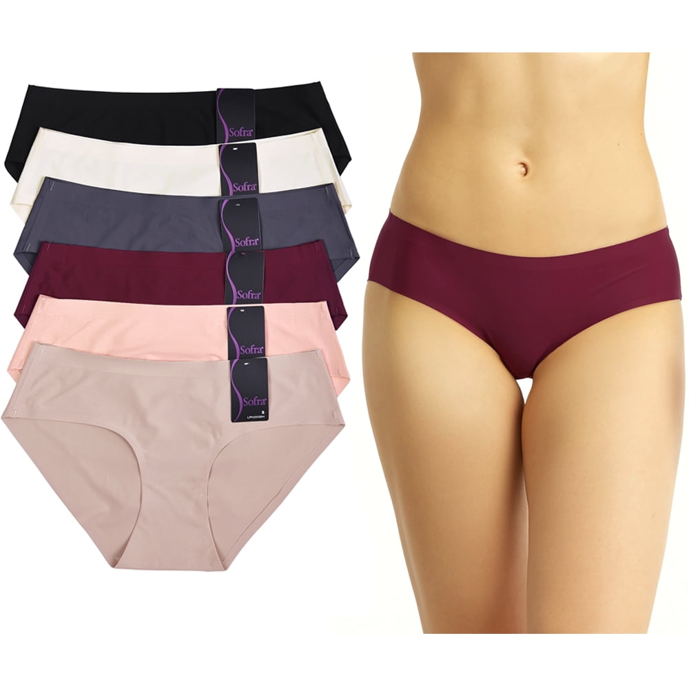 Sofra 6 Womens No Show Hipster Bikini Panties Underwear Seamless