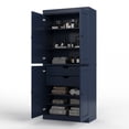 thumbnail image 4 of 100% Solid Wood 32" W Bathroom Storage Cabinet with Solid Doors, 2-Drawers and Adjustable Shelves, Navy Blue Bathroom Floor Cabinet, 4 of 7