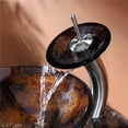 thumbnail image 4 of KRAUS Pluto Glass Vessel Sink in Brown with Waterfall Faucet in Satin Nickel, 4 of 6