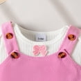 thumbnail image 6 of HCNTES Baby Girl Outfits Ruffle Long Sleeve Ribbed Romper Corduroy Suspender Skirt Overall Dress Fall Clothes(Hot Pink,6-9 Months), 6 of 9