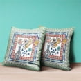 thumbnail image 3 of Amrita Sen Designs CAPL615FSDS-BL-16x16 16 x 16 in. Love Your Vase Peacock Suede Blown & Closed Pillow - Red, White & Blue, 3 of 6