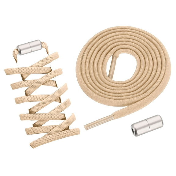 2Pack Elastic Shoe Laces Buckle Lock No Tie Shoelace Turnbuckle Apricot